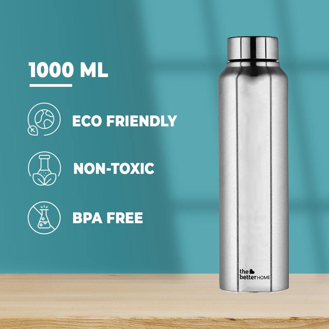 The Better Home 1000 Stainless Steel Water Bottle 1 Litre - Silver (Pa ...