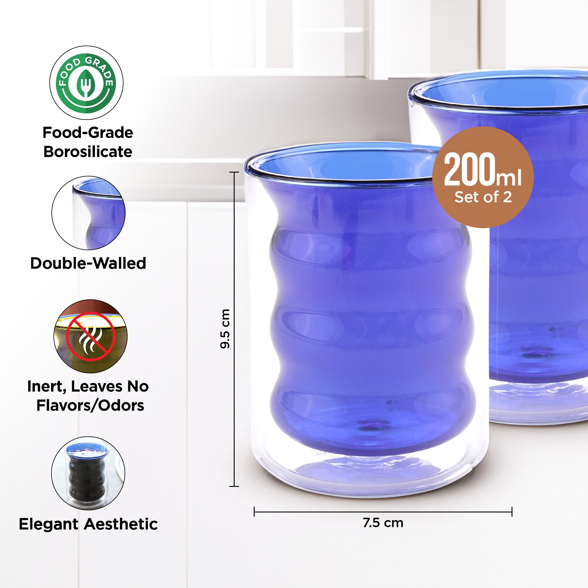 The Better Home elegant blue mug set - modern kitchen