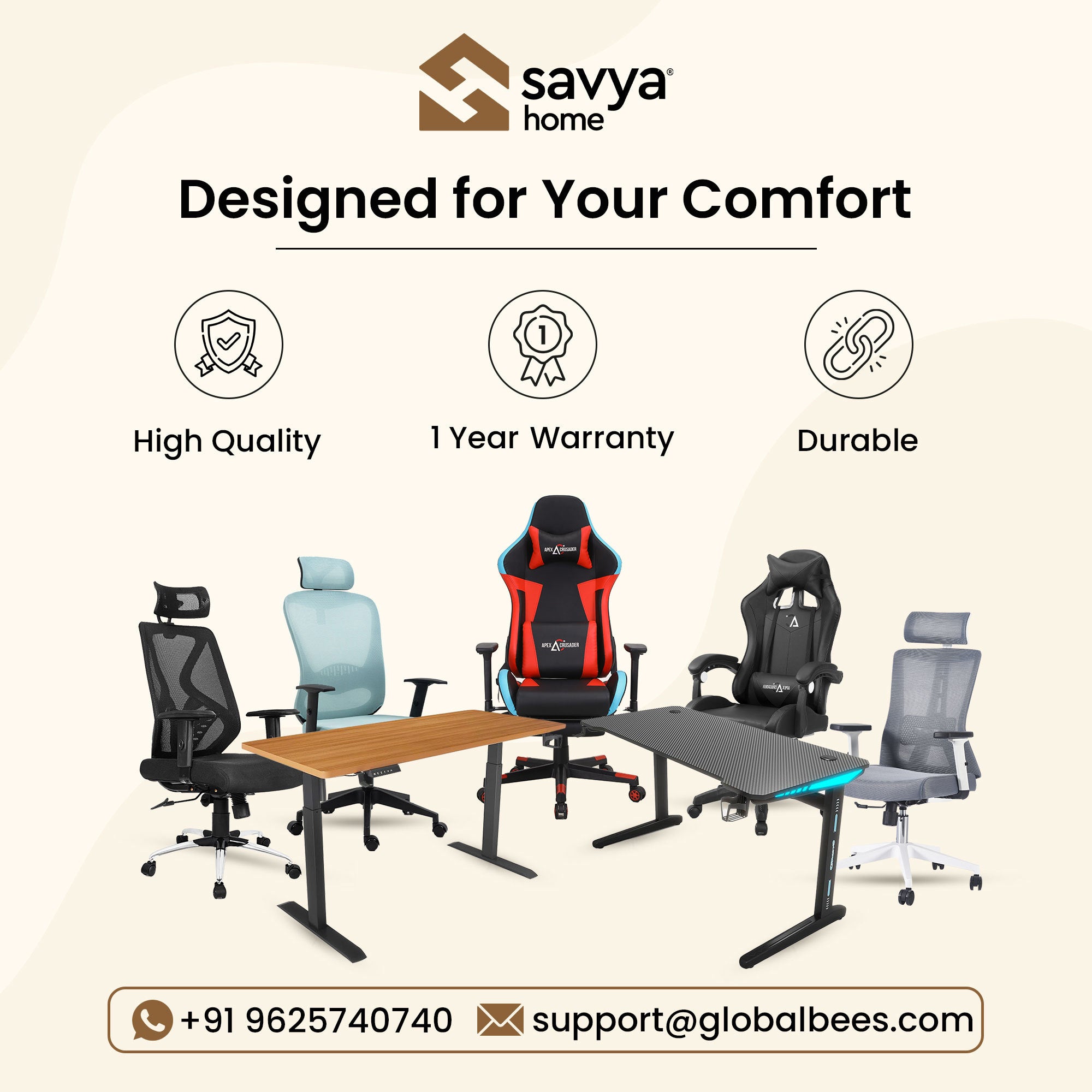 SAVYA HOME Desk Chair Screws - Enhance office furniture mobility