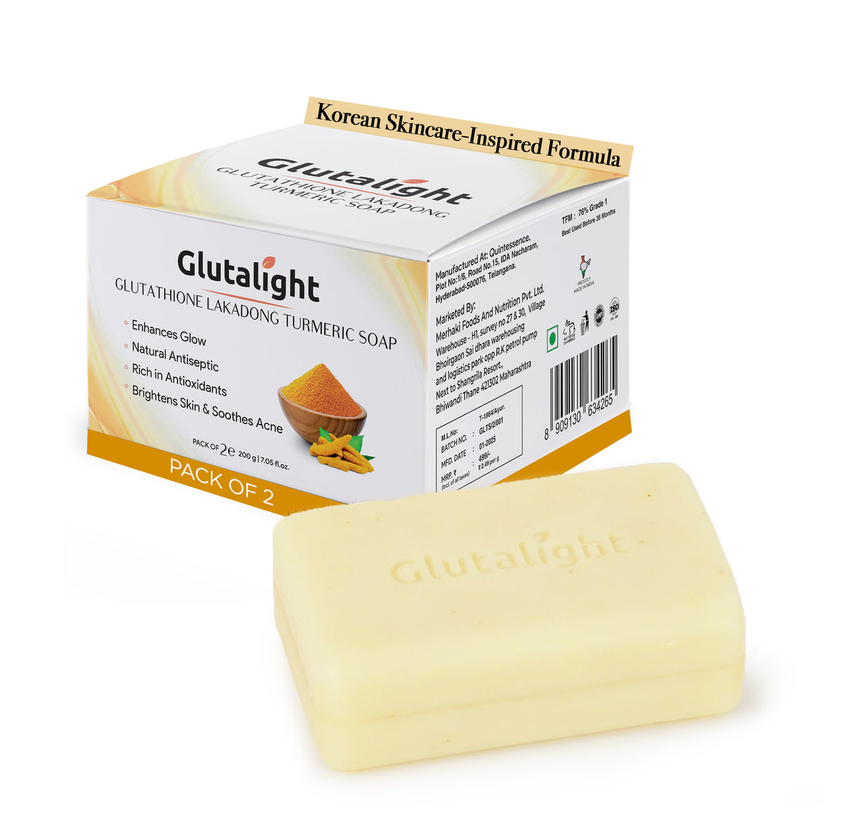 Buy Pack of 2: Glutathione Lakadong Turmeric Soap Bars GlobalBees Shop Buy Pack of 2: Glutathione Lakadong Turmeric Soap Bars GlobalBees Shop