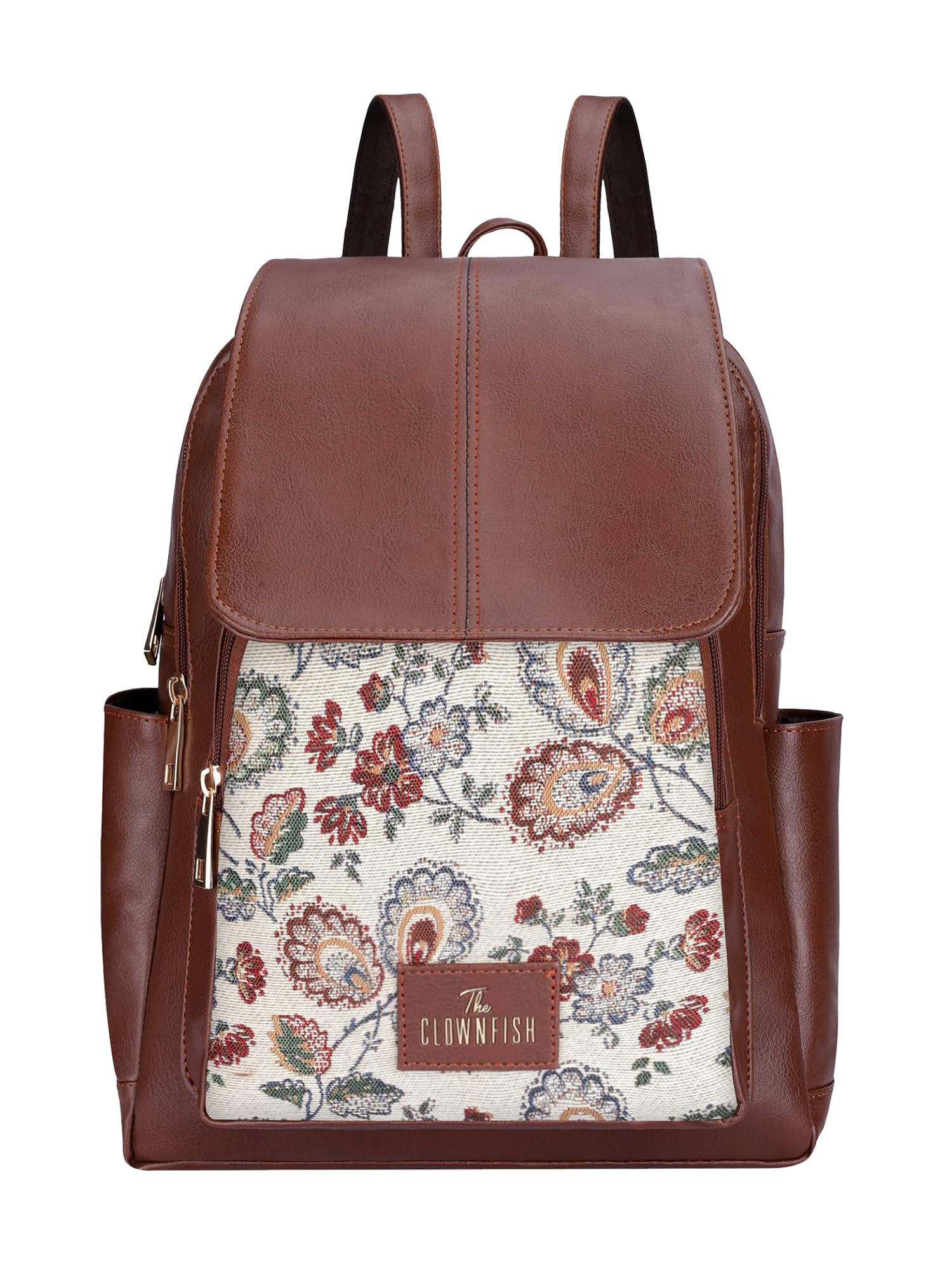 THE CLOWNFISH Minerva Faux Leather Tapestry Women's Backpack