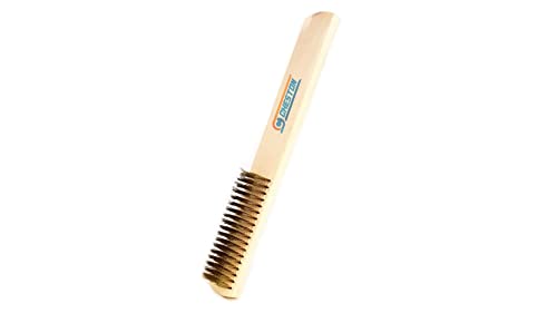 Cheston Brass Wire Brush with Wood Handle Soft Copper Bristle Brush Metal Brush (8 x 18 Rows)