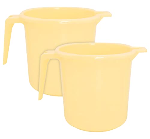 Kuber Industries Small Plastic Bathroom Mug, 1 Litre- Pack of 2 (Cream)-50KM0795