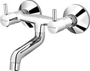 Plantex Pure Brass Wall Mixer for Bathroom/Hot & Cold Tap with Brass Wall Flange & Teflon Tape - Wall Mount (ICO-916, Chrome Finish)