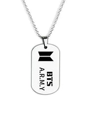 Yellow Chimes BTS Pendant for Women Silver Chain Pendant Stainless Steel BTS Pendant Necklace for Men and Boys. Design 1