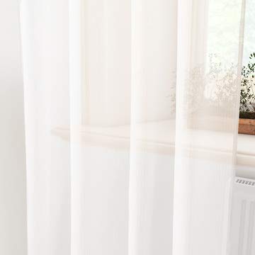 Encasa Homes Sheer Net Curtains Semi Transparent 7 ft Long, Milky White, Pack of 2