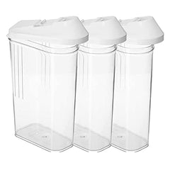 Kuber Industries Plastic Dispenser Kitchen Set | Smooth Sliding Mouth/Lid Mechanism | Food Grade Plastic, Durable and Freezer safe | Container for Kitchen Storage Set of 3 | 750ml, Transparent with White Lid