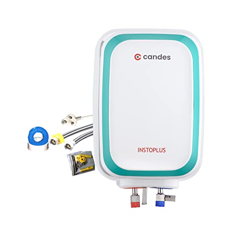 Candes 10 Litre Instoplus Automatic Storage Isi Approved Vertical Electric Water Heater (Geyser) 5 Star Rated With Installation Kit & Special Anti Rust Body, (White) 2Kw - Wall