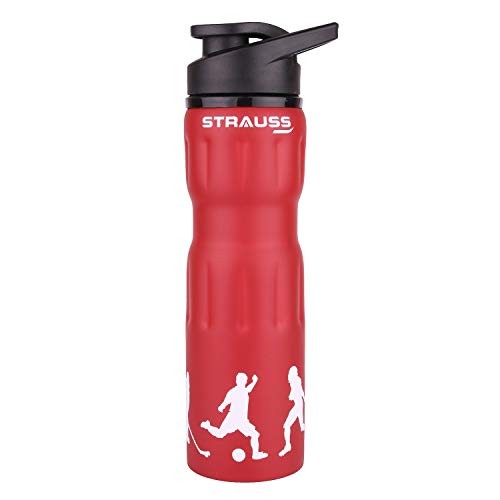 STRAUSS Stainless Steel Water Bottle, 750 ML | 100% Leak Proof | Eco-Friendly and BPA-Free | Water Bottle For Gym, Home, Hiking, Trekking and Travelling | Ideal For Girls, Boys and Kids, (Red)