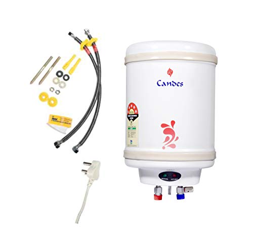 Candes Geyser 10 Litre | 1 Year Warranty | Water Heater For Home, Water Geyser, Water Heater, Electric Geyser, 5 Star Rated Automatic Instant Storage Water Heater, 2Kw - Perfecto (Ivory), Wall