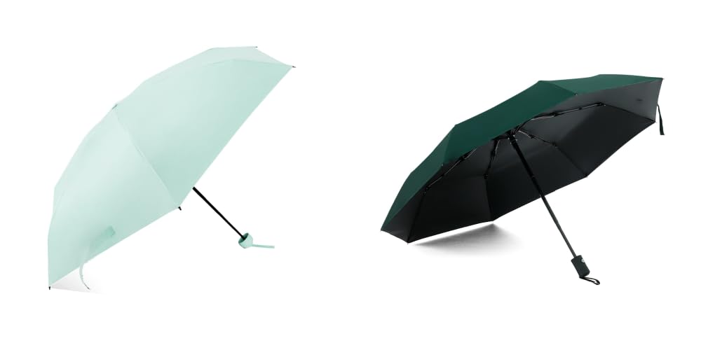 ABSORBIA Unisex 5X Folding Umbrella Light Green and 3X Folding Umbrella Dark Green(Pack of 2), For Rain & Sun Protection and also windproof |Folding Portable Umbrella with Cover | Easy to Travel