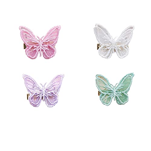 Yellow Chimes Hair Clips for Girls 4 Pcs Hairclips Emrioded Mesh Butterfly Hair Clips for Kids Hair Accessories for Toddlers and Kids