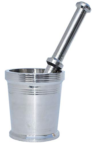 Plantex Heavy Stainless Steel/Mortar & Pestle Set/Spice Mixer/Khalbatta/Khal/Okli for Kitchen - Size 1(Dia: 6.75, H: 5.75 cm)