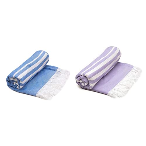 Mush Bamboo-Derived Rayon Towel (Set Of 2, Blue & Lavender, 250 Gsm)