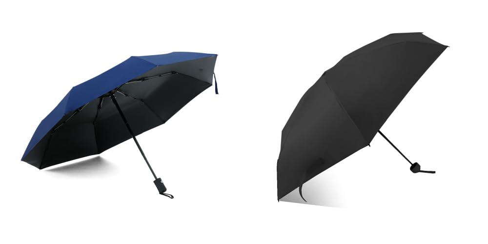 ABSORBIA 3X Folding Umbrella Navy Blue and 5X Folding Umbrella Black (Pack of 2).For Rain & Sun Protection and also windproof | Folding Portable Umbrella with Cover |Fancy and Easy to Travel