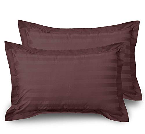 Kuber Industries Cotton Luxurious Striped 2 Pieces Pillow Cover 25"x17" (Brown), CTKTC13948, Standard (CTKTC013948)