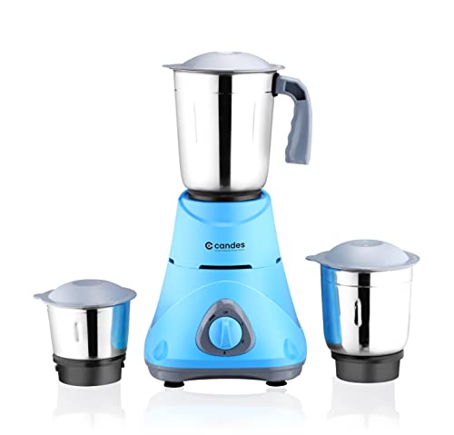 Candes Bolt 550-Watt Mixer Grinder with 3 Jars, Powerful Motor and 2 Year warranty on Motor, (Blue Grey)