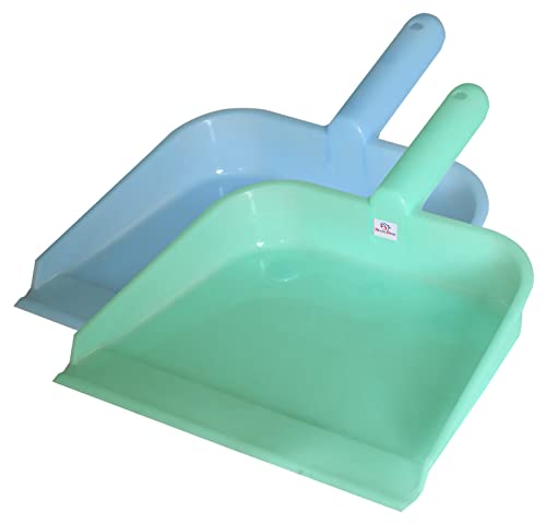 Heart Home 10" Plastic Dustpan, Pack of 2, Blue & Green