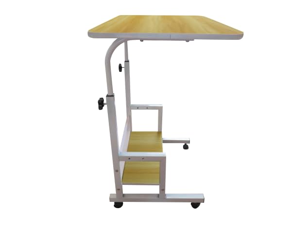 SAVYA HOME Manual Height Adjustable Study Table For Students, Kids, Adults | Portable Table, Computer Table | Office Table For Work From Home | Bedside Desk | Small Desk With Wheels | 60*40cm- Maple,1