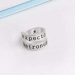 Yellow Chimes Rings for MenHarry Potter Spell Expecto Patronum Twisted Silver Ring for Girls and Boys