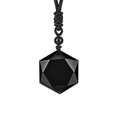 Yellow Chimes Pendant for Women Black Men Pendant Black Crystal Diamond with Adjustable Leather Rope Pendants for Men and Womens.