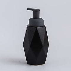 USHA SHRIRAM Soap Dispenser Bottle | Ceramic Soap & Lotion Dispenser Set | Kitchen Dish Soap Pump Dispenser Set | Hand Shower Washing Soap Dispenser (400ml - Design 2 - Black, Pack of 1)