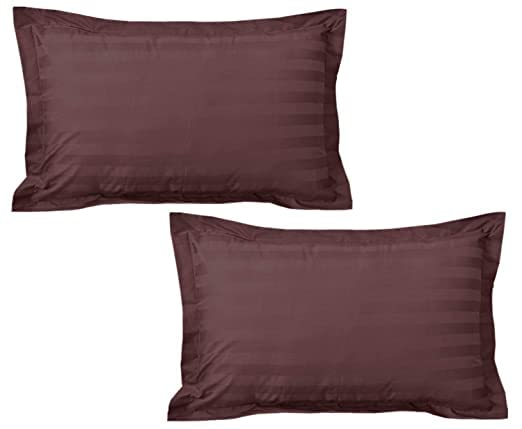 Kuber Industries Plain Design 2 Piece Cotton Pillow Cover Set - 17"x24", Brown