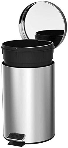Kuber Industries Stainless Steel Plain Pedal Dustbin with Inner Bucket, 5 LTR (Silver)-KUBMART10367