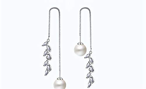 Yellow Chimes Crystal Earrings for Women Pearl Dangling Silver Plated Sui Dhaga Threader Earring for Women and Girls