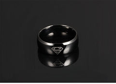 Yellow Chimes Titanium Superman Stylish Black Ring for Men and Boys