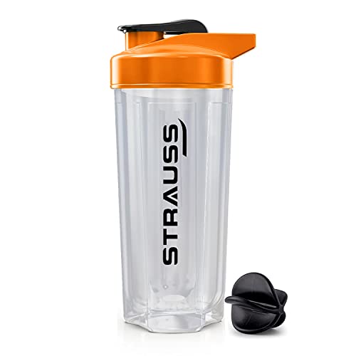 STRAUSS Energy Shaker Bottle, White Shade, (Orange)