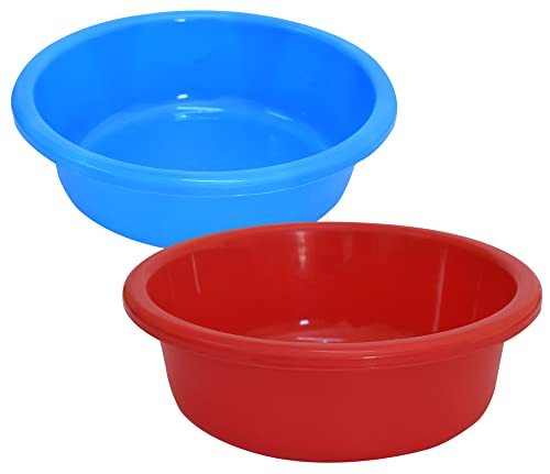 Kuber Industries Multiuses Unbreakable Plastic Knead Dough Basket/Basin Bowl For Home & Kitchen 6 Ltr- Pack of 2 (Blue & Red)