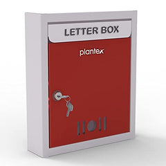 Plantex Wall Mount A4 Size Letter Box - Mail Box/Letter Box for Home gate with Key Lock (Red & Ivory)
