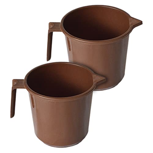 Kuber Industries Plastic Lightweight, Unbreakable Bathroom Mug 1.5 Litre (Brown, Pack of 2)