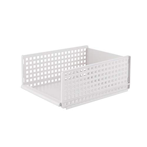 Urbane Home Integrated Stacking Basket|Storage Organizer|Basket For Cosmetic, Fruits, Assesories|White