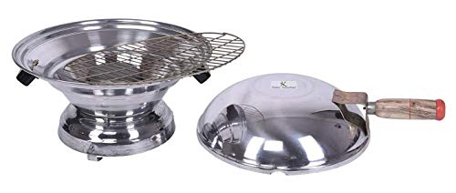 Kuber Industries Aluminum Tandoor Bati Maker Baking Oven, 34 x 34 x 26 cm, Gas Tandoor, Barbecue Grill Food Steamer Cookware Set (Set of 1, Silver)-KUBMART11726, Standard