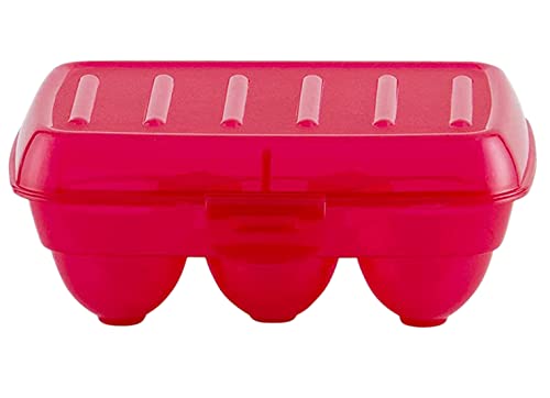 Kuber Industries Plastic 6 Slot Egg Container,Tray, Holder for Refrigerator & Kitchen (Pink)-46KM0384
