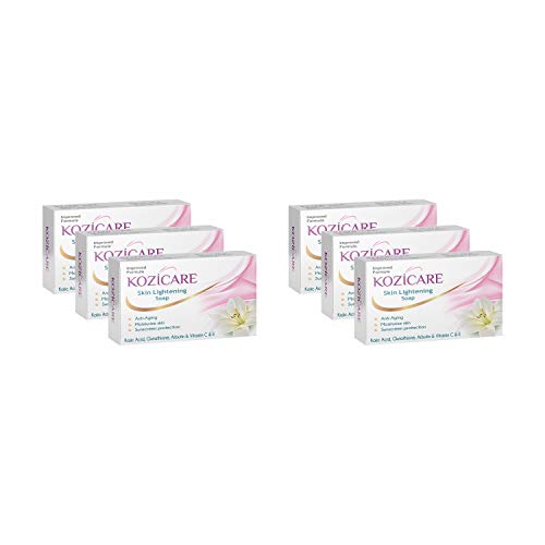 Kozicare Skin Lightening Soap - Pack of 6 | Enriched with Kojic Acid & Vitamin C Sabun Soap | Anti-Aging & Sun Protection | Glowing Skin | Moisturizing Bath Soap for Men & Women
