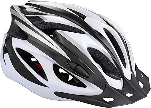 Strauss Adjustable Cycling Helmet with Detachable Visor | Light Weight with Superior Ventilation | Mountain, Road Bike & Skating Helmet With Premium EPS Foam Lining & ABS Shell | Ideal for Adults and Kids, (Black/White))