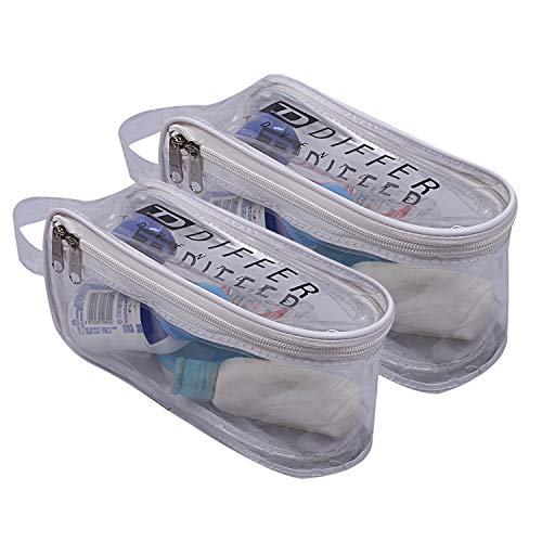 Kuber Industries 2 Piece Waterproof Shaving Pouch Toiletries Make Up Pouch Organizer Travel Pouch Set, White - CTKTC22775