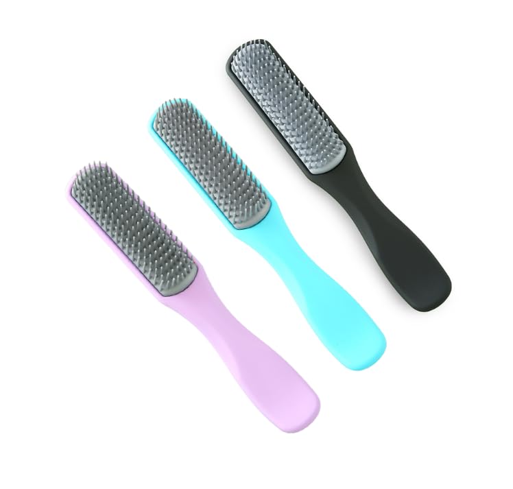 UMAI Flat Hair Brush with Strong & Flexible Bristles | Curl Defining Brush for Thick Curly & Wavy Hair | Small Size | Hair Styling Brush for Women & Men (Blue-Black-Purple, Pack of 3)