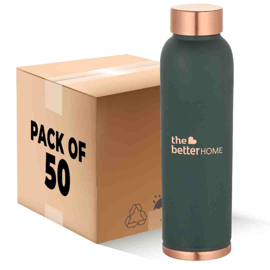 The Better Home 1000 Copper Water Bottle (900ml) | 100% Pure Copper Bottle | BPA Free Water Bottle with Anti Oxidant Properties of Copper | Teal (Pack of 50)