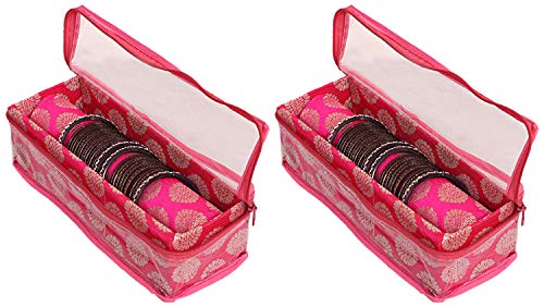 Kuber Industries Brocade Bangle Box, Pink