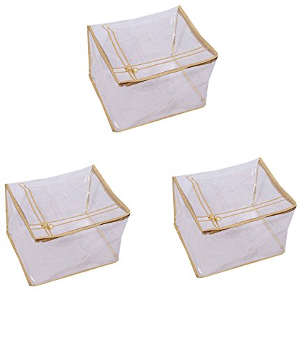 Kuber Industries Transparent Saree Cover (Extra Large Size) Set of 3 Pcs,Standard,VAR00569_2