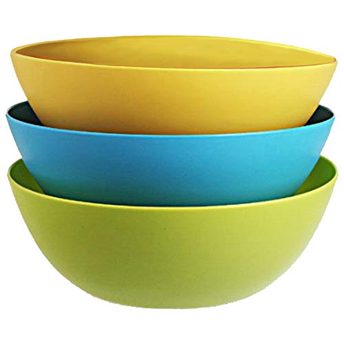 Kuber Industries Modular Plastic Solid Mixing Bowl|Unbreakable Mixing Bowls|Microwave & Dishwasher Safe|Size 19 x 19 x 9 CM|Pack of 3, Capicity 1500 Ml (Multicolour)