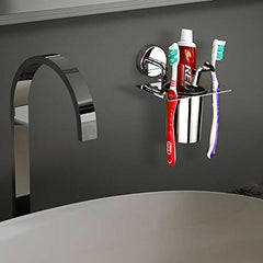 Plantex Brezza Stainless Steel Tooth Brush Holder/Tumbler Holder/Bathroom Accessories - (Chrome) - Pack of 1