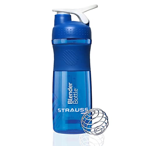 STRAUSS Blender Shaker Bottle | Leakproof Shaker Bottle for Protein Shake, Pre-workout and Bcaa Shake | Protein Shaker Bottle for Gym | Ideal for Men and Women | BPA-Free Material- 760 ML,(Blue)