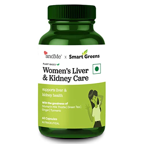andMe Smart Greens Women‚Äö√Ñ√¥s Liver Detox & Kidney Detox Supplements - Vegan, Plant Based Liver Detox Supplement For Women - with Turmeric & Milk Thistle - For Immunity & Liver Health - Non-GMO - 60 N