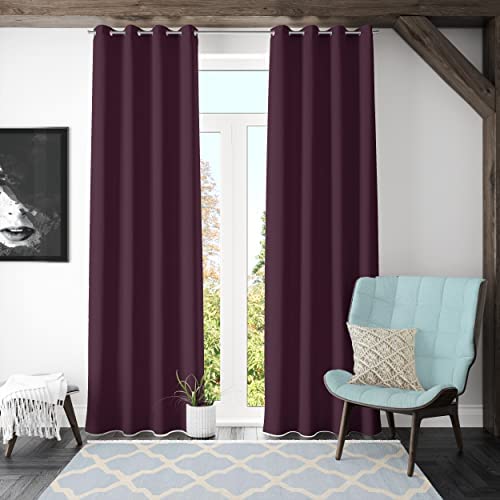 Kuber Industries Set of 2 100% Darkening Black Out Curtain I 7 Feet Door Curtain I Insulated Heavy Polyester Solid Curtain|Drapes with 8 Eyelet for Home & Office (Wine)