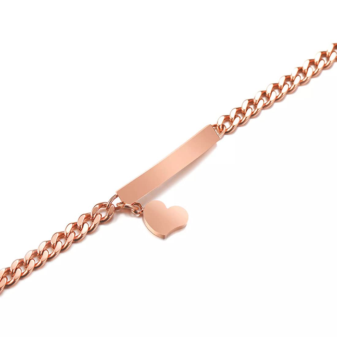 Yellow Chimes Stainless Steel Faith Hope Love Heartbeat Design Rose Gold Chain Tag Bracelet for Women and Girls